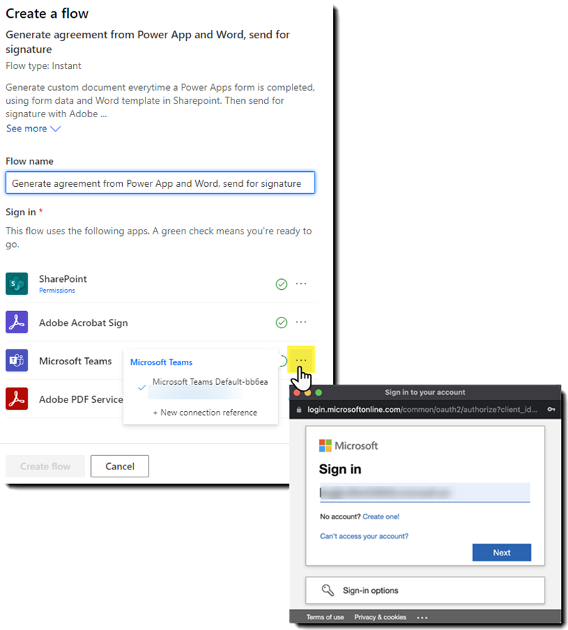 Generate doc from Power App form and Word template, send for signature